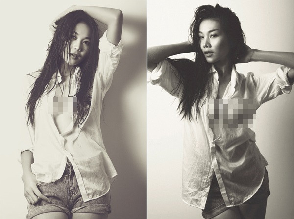 Thanh Hằng từ lâu đã theo đuổi phong cách gợi cảm. Trong bộ ảnh năm 2012, chân dài đã "đốt mắt" người xem bởi phong cách áo sơ mi trắng không nội y và mái tóc ướt.