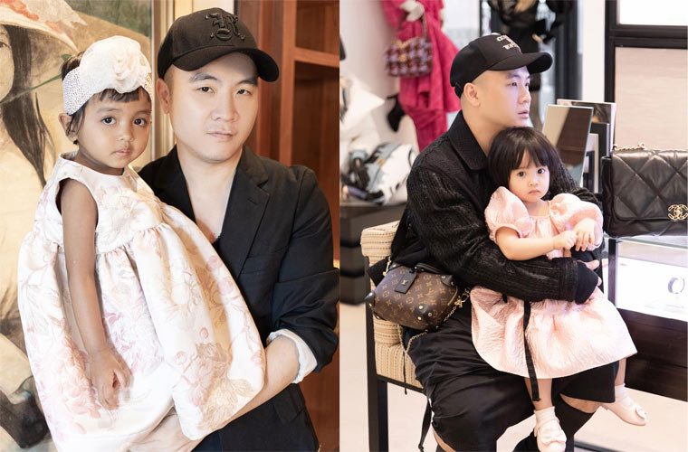 Cô con gái Đỗ Phạm Linh Đan (Đen - ảnh trái) có cá tính mạnh mẽ nên Đỗ Mạnh Cường hướng con phát triển như một fasshionista nhí. Còn bé Đỗ Phạm Hà My (MyMy) có tính cách điệu đà nên được bố chiều chuộng như một nàng công chúa.