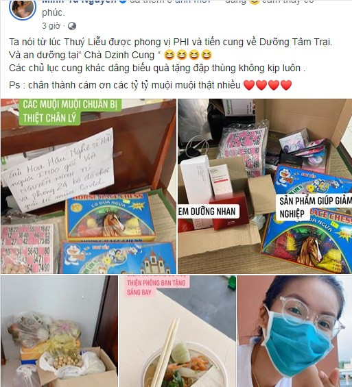 Minh Tú khoe nhận được nhiều quà từ người hâm mộ.