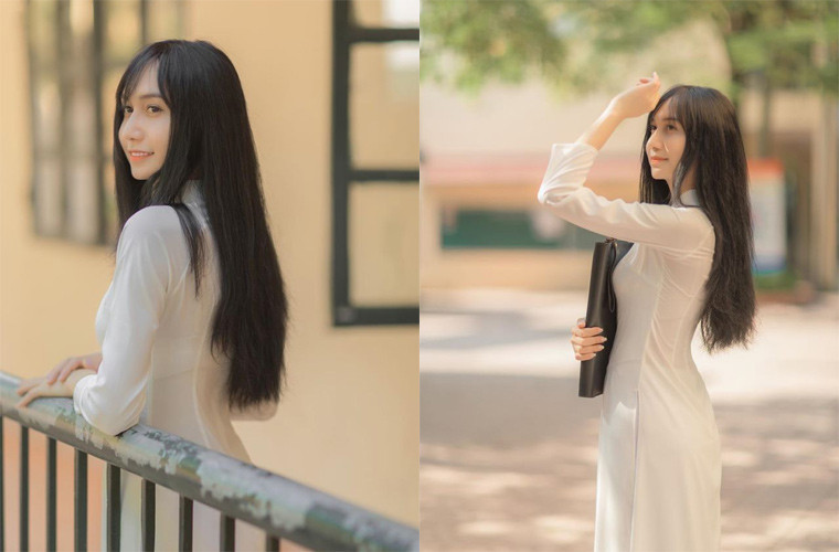 Mặc áo dài, Lynk Lee lộ rõ đường cong rất gợi cảm, ra dáng một thanh nữ.