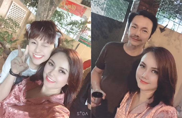 Các diễn viên Bảo Hân, Hoàng Yến và Trung Anh tạo dáng nhí nhảnh ở hậu trường phim "Những ngày không quên".