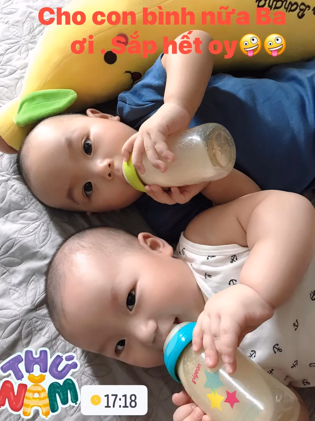 Cặp song sinh của Trương Nam Thành và vợ đại gia hơn 15 tuổi nhận được nhiều lời khen giống ba mẹ. Diễn viên Lê Phương xuýt xoa: "Trời ơi, một anh giống Ba, một em giống Mẹ! Cưng quá em ơi!".