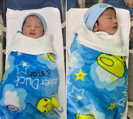 Bà xã của nghệ sĩ hài Vượng Râu sinh đôi con trai vào sáng 7/6 tại một bệnh viện ở Hà Nội.