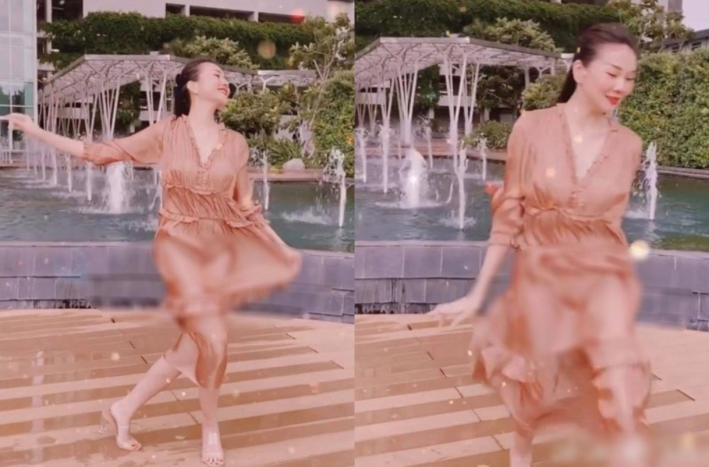 Mặc váy lụa lại ra gió, siêu mẫu Thanh Hằng bị lộ vùng nhạy cảm kém duyên.