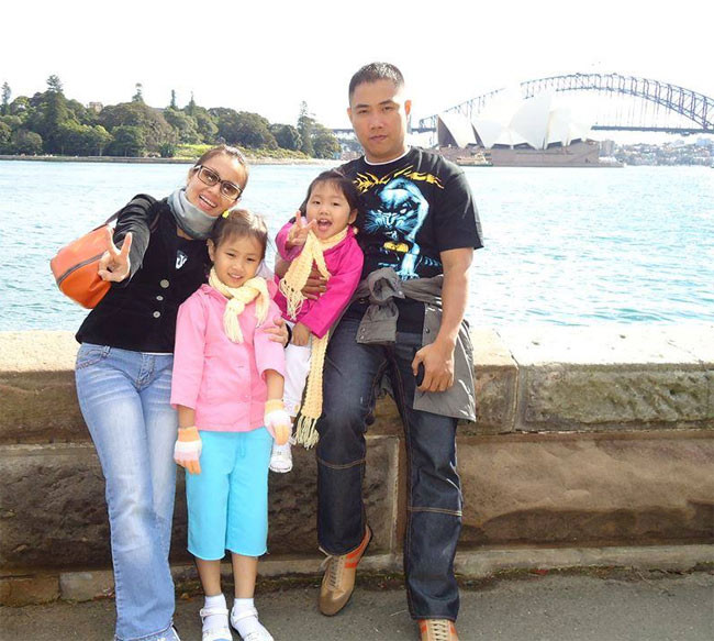 Cả gia đình Cẩm Ly trong một chuyến du lịch nước ngoài.