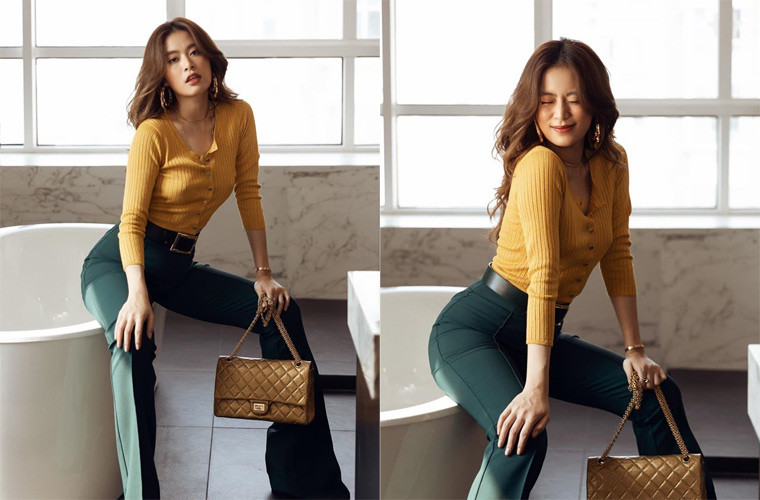 Mặc rất kín, nhưng với style không nội y, Hoàng Thùy Linh đốt mắt người nhìn với hình ảnh này.