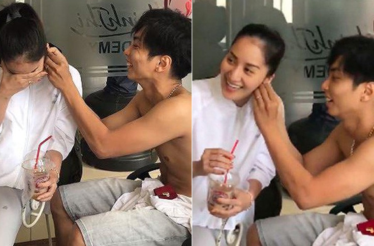 Dịp 8/3/2019, Khánh Thi xúc động phát khóc khi được chồng bất ngờ tặng quà là một đôi hoa tai. Phan Hiển còn tự tay đeo cho vợ ngay tại trung tâm dancesport của mình.