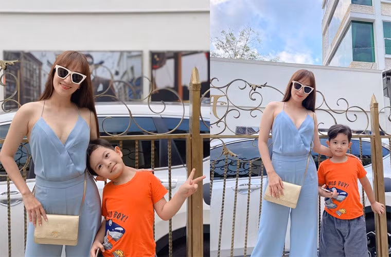 Biết lợi thế vòng 1 tuyệt đẹp của mình nên bà mẹ hai con thường khoe khéo đôi gò bồng đảo.