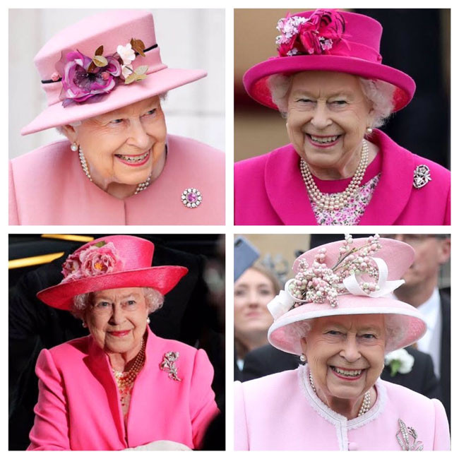 Hình ảnh Nữ hoàng Anh thanh lịch và tươi cười trong các bức ảnh mọi người chia sẻ trên mạng xã hội.