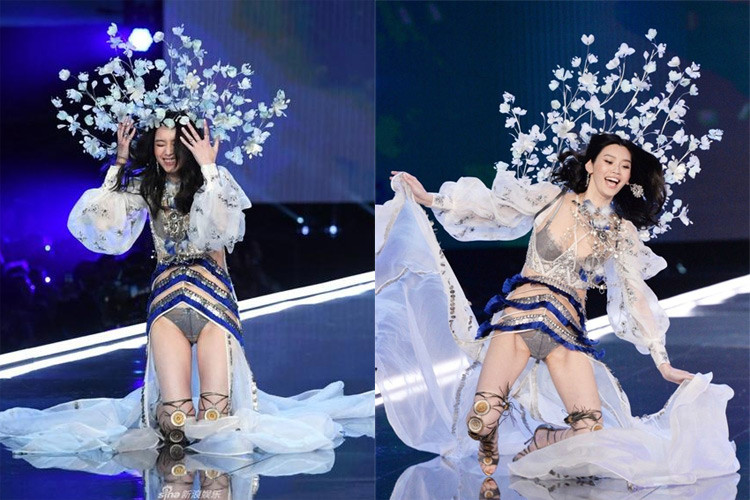 Năm 2017, cái tên Hề Mộng Dao bỗng được chú ý khi cô có cú ngã ngoạn mục trên sàn catwalk của show Victoria’s Secret.