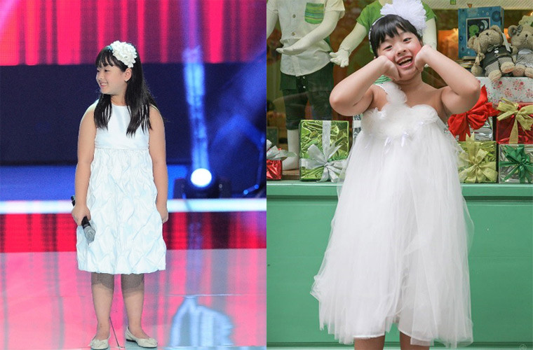Hình ảnh Hồng Khanh mũm mĩm đáng yêu ngày nào trên sân khấu The Voice Kids 2013.
