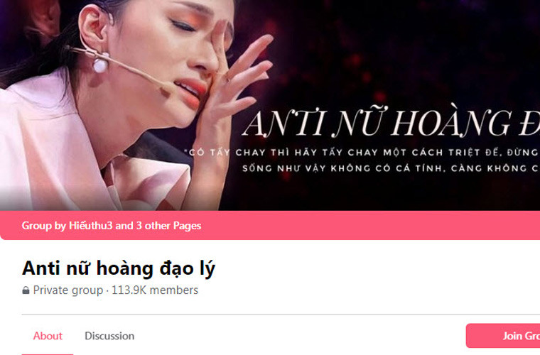 Thậm chí Hoa hậu Hương Giang còn có hẳn một nhóm antifan đông tới hơn 100.000 người, mặc dù nhóm này thành lập cách đây không lâu.
