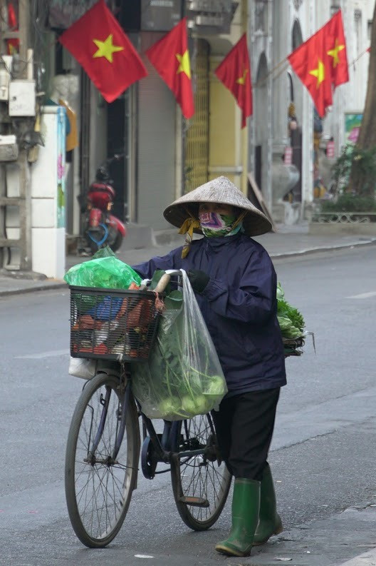 Bà Đặng Kim Xuân (Hà Điông, Hà Nội) chia sẻ: "Nhà có ít rau quê đến ngày thu hoạch nên tranh thủ bán cho được giá. Những ngày này, người ta đi chơi mình đi bán rau có thể nhanh hết hàng hơn".