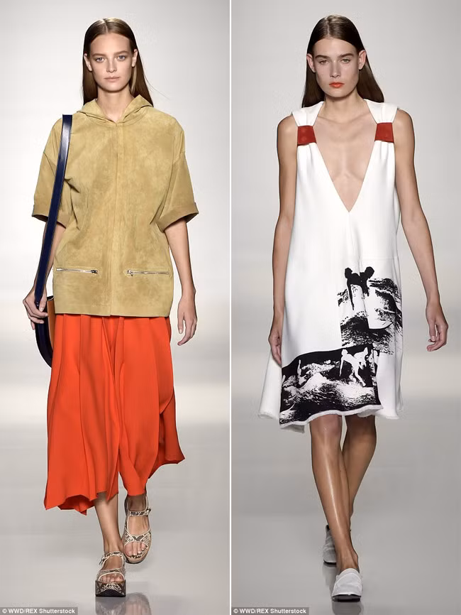 Quần culottes kết hợp với áo dáng rộng hay váy suông trắng in họa tiết là hai trong số những mẫu thiết kế mới của Vic.