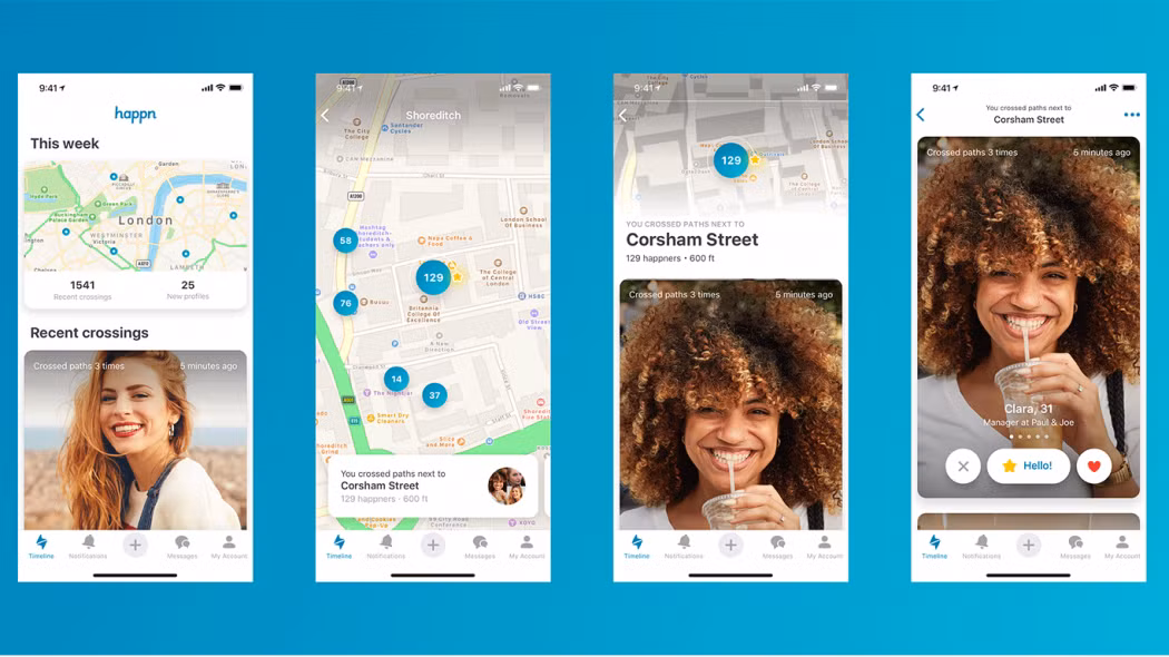 6. Happn. Với cấu chúc chọn lựa những đối tượng nằm trong khu vực và gợi ý, Happn tạo sự đồng nhất về mặt khu vực cũng như về điều kiện văn hóa chung. Hơn hết do nằm trong khu vực nên khoảng cách gần nhau là cơ hội để chủ động gặp gỡ và “tấn công”.