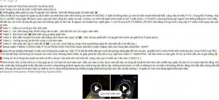 Hai Phong: Tam dinh chi cong tac giang vien bi to quay roi nu sinh