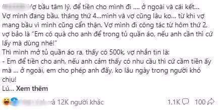 Vợ bầu cho 500k, chồng đi nhậu, nói thế nào mà vợ hiểu lầm? Vo bau cho 500k, chong di nhau, noi the nao ma vo hieu lam?