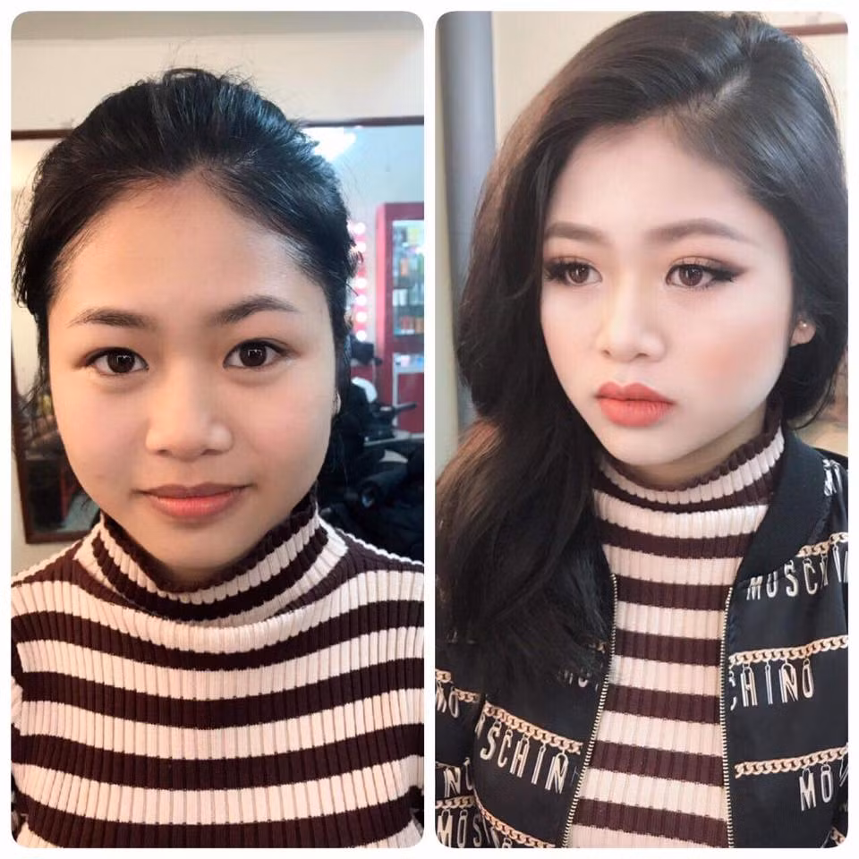 Da trắng, cằm nhọn, mắt sắc đã khiến cô gái trông sang chảnh hơn hẳn,