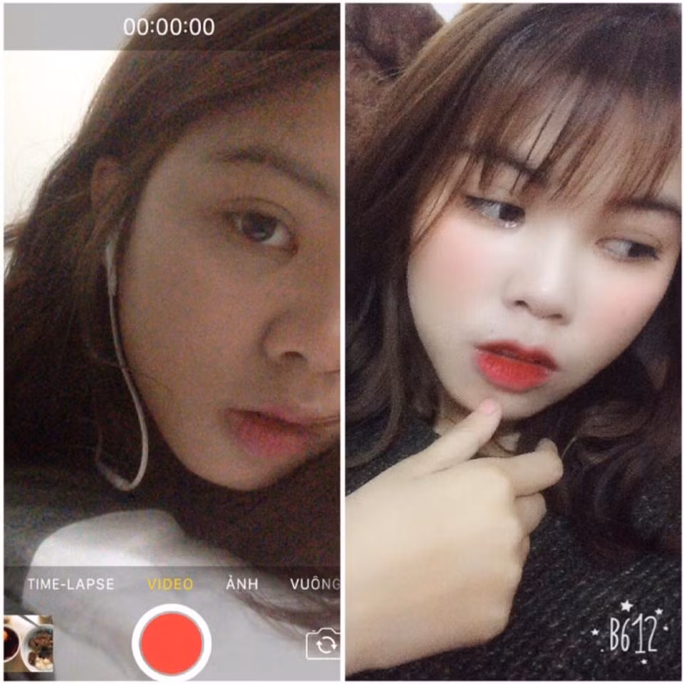 Khuôn mặt nhợt nhạt của cô bạn này đã được "hô biến" thành một khuôn mặt hồng hào, tươi tắn.