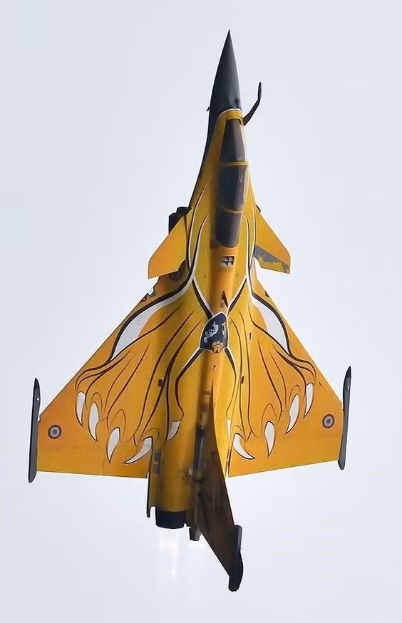 Tiêm kích Rafale của Pháp với hình vẽ móng vuốt hổ trên cánh chính rất đẹp mắt. Ảnh: Mijnalbum.nl.
