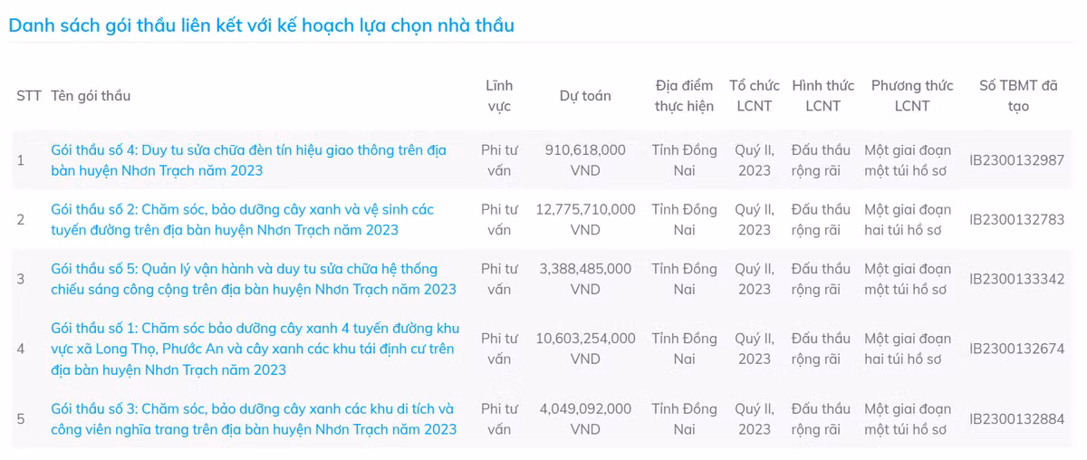 Dong Nai: 3/5 goi thau dich vu cong ich tai Nhon Trach da tim duoc nha thau