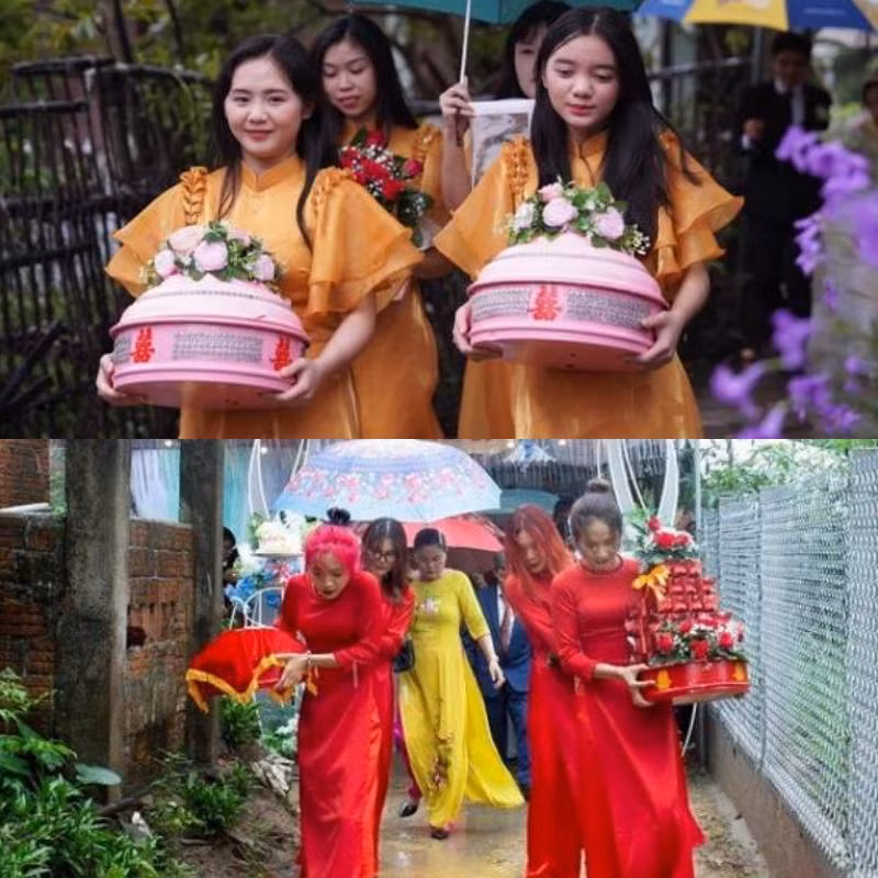 Những đám cưới vào đúng ngày bão đổ bộ đã tạo nên tình huống trớ trêu cho gia chủ. Một số đám cưới ở Quảng Ngãi đã định ngày lành tháng tốt để tổ chức nên không thể dời qua thời điểm khác. Ảnh: Pháp Luật Online