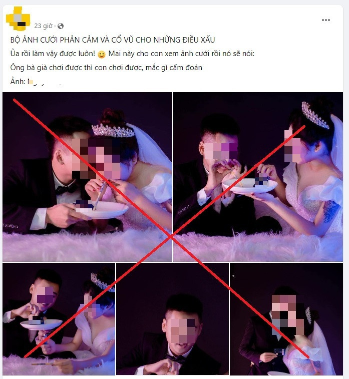 Trên các nhóm mạng xã hội mới đây xuất hiện bộ ảnh cưới với những hình ảnh phản cảm đang khiến cư dân mạng bức xúc trong những ngày qua.