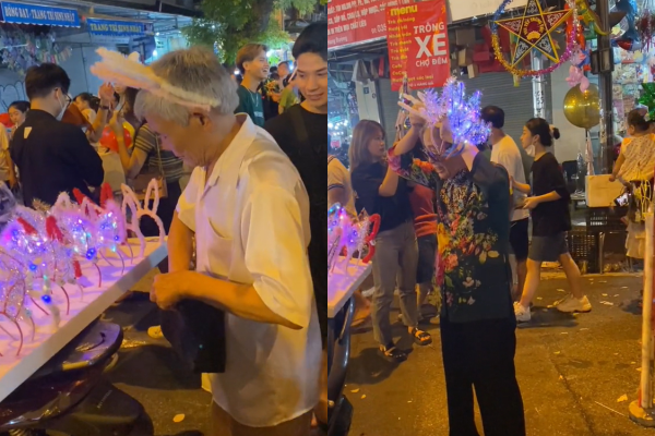 Mới đây, TikToker K.H đã chia sẻ video ngắn ghi lại khoảnh khắc cực kì đáng yêu của cụ ông và cụ bà giữa phố trung thu. Đoạn video kèm dòng trạng thái: “Ông bà đưa nhau đi dạo và mua tặng bà 15 chiếc bờm phát sáng tại phố hàng mã, 70 tuổi vẫn tình cảm như lúc mới yêu”.