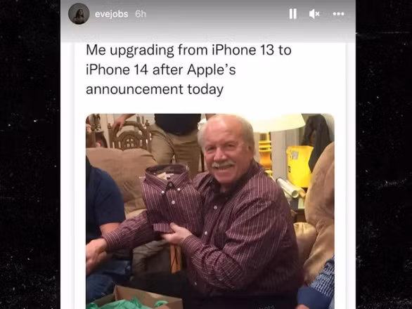 Một bức ảnh chế với ẩn ý rằng iPhone 14 không khác gì so với iPhone 13, đây là dòng chia sẻ được con gái út của nhà đồng sáng lập Apple Steve Jobs, Eve đăng tải.