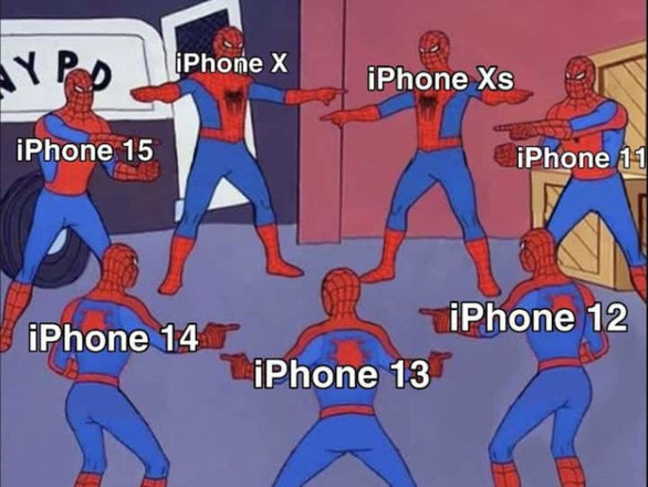 Bức ảnh chế iPhone 14 cho thấy dòng mới này giống với các đời iPhone khác, thậm chí iPhone 15 chưa ra mắt cùng bị lôi vào.