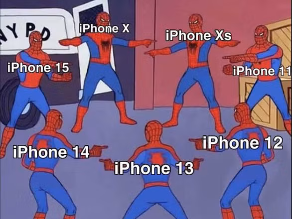 Bức ảnh chế iPhone 14 cho thấy dòng mới này giống với các đời iPhone khác, thậm chí iPhone 15 chưa ra mắt cùng bị lôi vào.