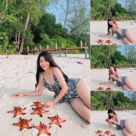 Trước đó hot girl An Vy từng bị chỉ trích khi khoe những bức ảnh chụp cùng sao biển Phú Quốc.