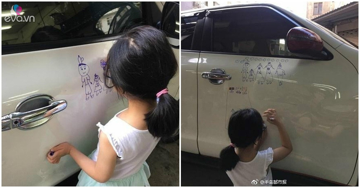 Dù rất tức giận với việc con gái vẽ bậy lên xe ô tô, nhưng khi xem bức tranh này ông bố có lẽ lại tỏ thái độ khác hẳn. Ảnh: Tổng hợp