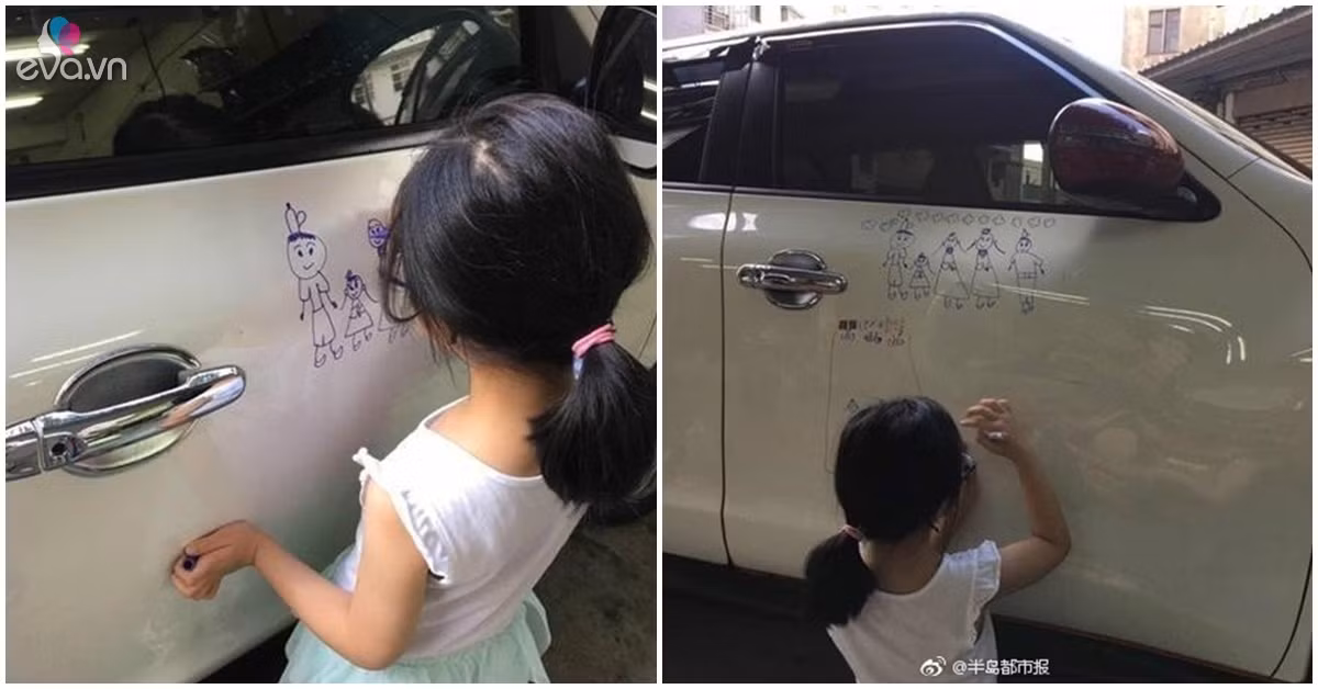Dù rất tức giận với việc con gái vẽ bậy lên xe ô tô, nhưng khi xem bức tranh này ông bố có lẽ lại tỏ thái độ khác hẳn. Ảnh: Tổng hợp
