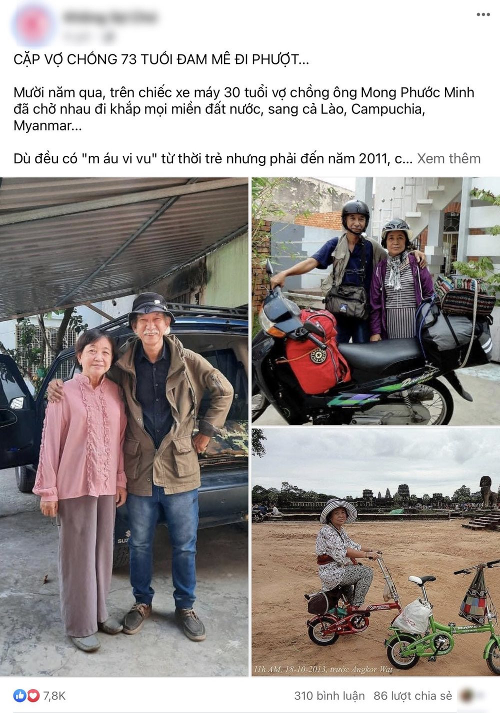Trên MXH đã xuất hiện không ít bài đăng về hành trình đi phượt của vợ chồng ông khắp mọi nơi, hầu hết cư dân mạng đều dành lời khen, sự ngưỡng mộ cho độ "chịu chơi" của ông bà.