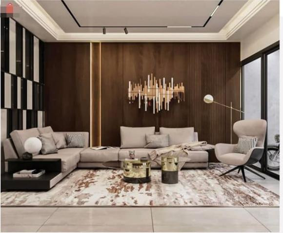 Phần sàn gỗ và một phần tường nhà sử dụng màu tối khiến ngôi nhà càng xịn sò hơn.