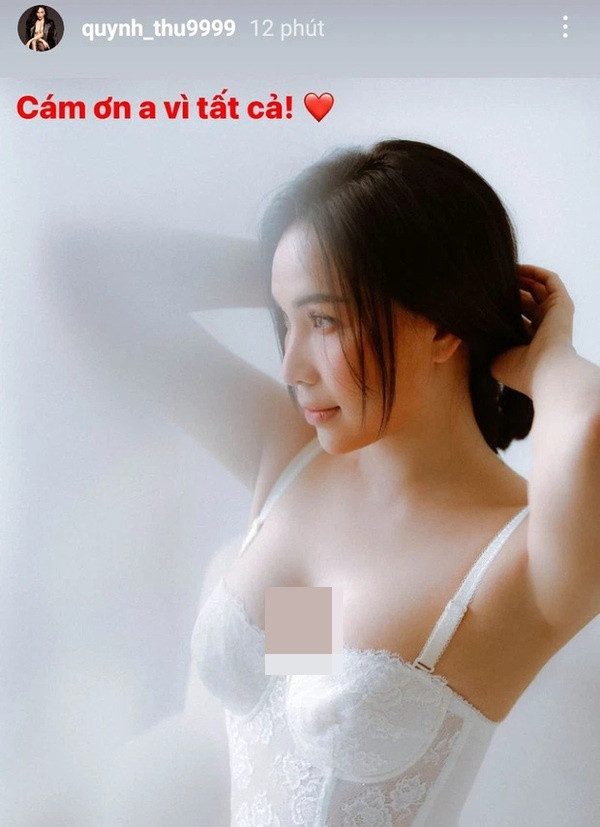 Giữa thông tin vợ chồng Diệp Lâm Anh ly thân, Quỳnh Thư bị soi có động thái lạ. Trên trang cá nhân, cô viết: "Cảm ơn anh vì tất cả". Ảnh: Yan