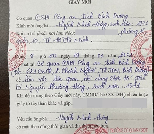 Dam Vinh Hung cong khai giay moi lam viec vu to ba Nguyen Phuong Hang