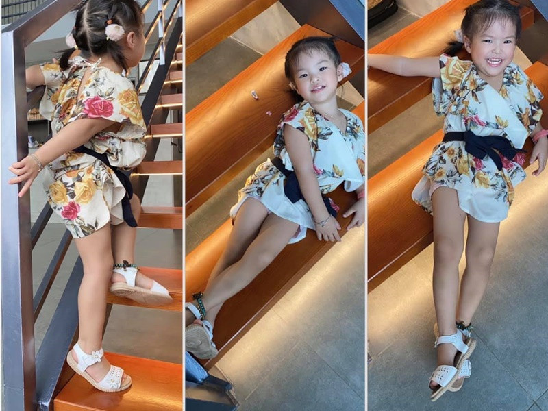 Con gái của Lê Phương tỏ ra tự tin trước ống kính máy ảnh.