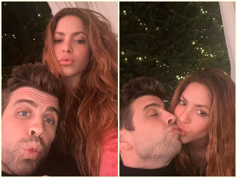 Trên trang cá nhân, nữ ca sĩ Shakira chia sẻ khoảnh khắc tình tứ bên cầu thủ Gerard Pique khi cả hai cùng đón năm mới 2022.