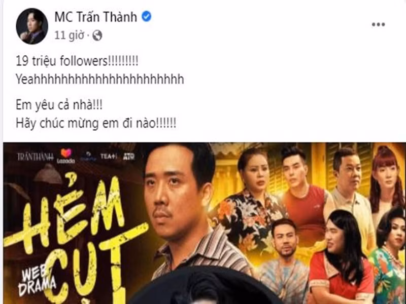 Tối ngày 23/1, nam danh hài chỉ khoe thành tích của một web drama.