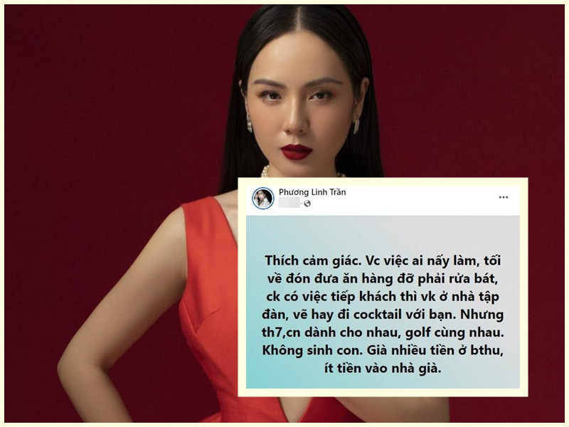 Mới đây, ca sĩ Phương Linh chia sẻ, cô thích cuộc sống “không sinh con, vợ chồng già nhiều tiền ở biệt thự, ít thì vào nhà dưỡng lão”. Quan điểm này vấp phải những ý kiến trái chiều. Ảnh: FB Phương Linh, Vietnamnet