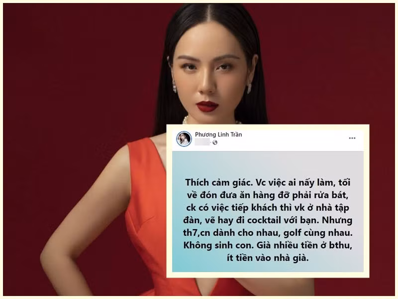 Mới đây, ca sĩ Phương Linh chia sẻ, cô thích cuộc sống “không sinh con, vợ chồng già nhiều tiền ở biệt thự, ít thì vào nhà dưỡng lão”. Quan điểm này vấp phải những ý kiến trái chiều. Ảnh: FB Phương Linh, Vietnamnet