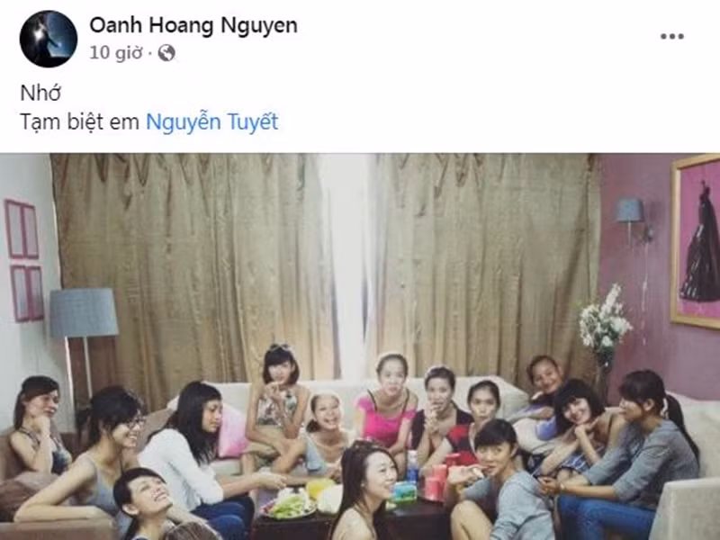 Status thương tiếc của người mẫu Hoàng Oanh.