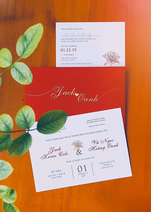 Thông tin Hoàng Oanh kết hôn được công khai chỉ sau khi cô để lộ thiệp cưới cách đây không lâu. Ảnh: FBNV