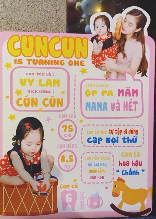 Bé Cún Cún tên thật là Vy Lam, cao 75 cm, nặng 8,5 kg. Cô nhóc thích ôm chị gái, ngắm cảnh, xem hoa.