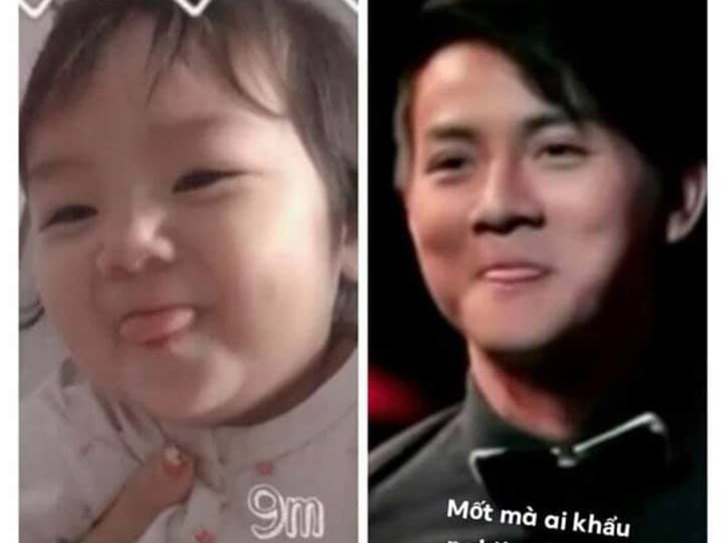 Bé Cún Cún được nhận xét giống bố nhiều hơn mẹ.