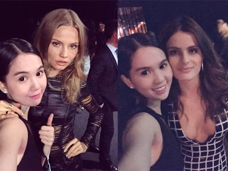 Ngọc Trinh chụp ảnh cùng "thiên thần" Isabeli Fontana (phải).