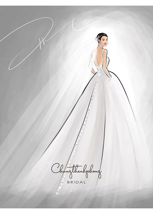 "Mong manh, trang nhã và tinh tế là những gì mà hai thiết kế Chung Thanh Phong mang đến cho Đông Nhi. Chiếc váy cưới ấy như thế nào, lộng lẫy ra sao, tất cả sẽ xuất hiện cùng nụ cười hạnh phúc của cô dâu Đông Nhi", Chung Thanh Phong chia sẻ.