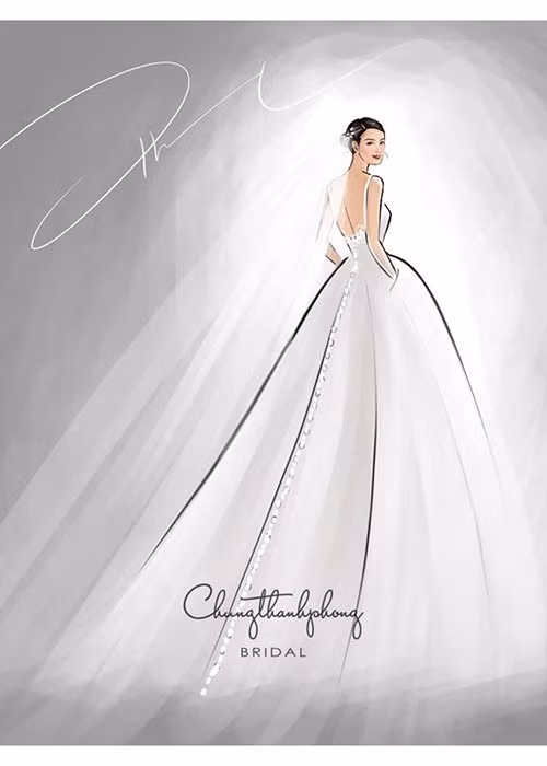 "Mong manh, trang nhã và tinh tế là những gì mà hai thiết kế Chung Thanh Phong mang đến cho Đông Nhi. Chiếc váy cưới ấy như thế nào, lộng lẫy ra sao, tất cả sẽ xuất hiện cùng nụ cười hạnh phúc của cô dâu Đông Nhi", Chung Thanh Phong chia sẻ.